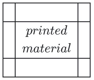 Diagram of a square divided by vertical and horizontal lines into smaller rectangles, with the words “printed material” centered in the middle region.